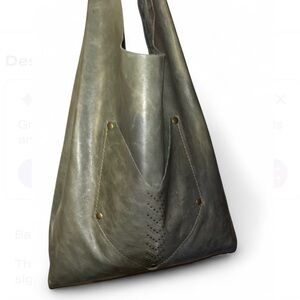 Hand Made Grey Genuine Leather Tote Bag By Permanent Baggage
